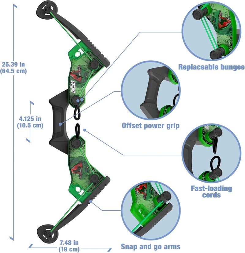 Zing HyperStrike Dominator Light Up Bow Archer Pack, Light Up Bow and Light Up Zonic Whistle Arrows, Shoots Arrows Over 200ft, Outdoor Play with Friends and Family, for Ages 14+ (Green) - Image 3